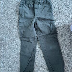 Kids Olive Green Casual Elastic-Waist Pants